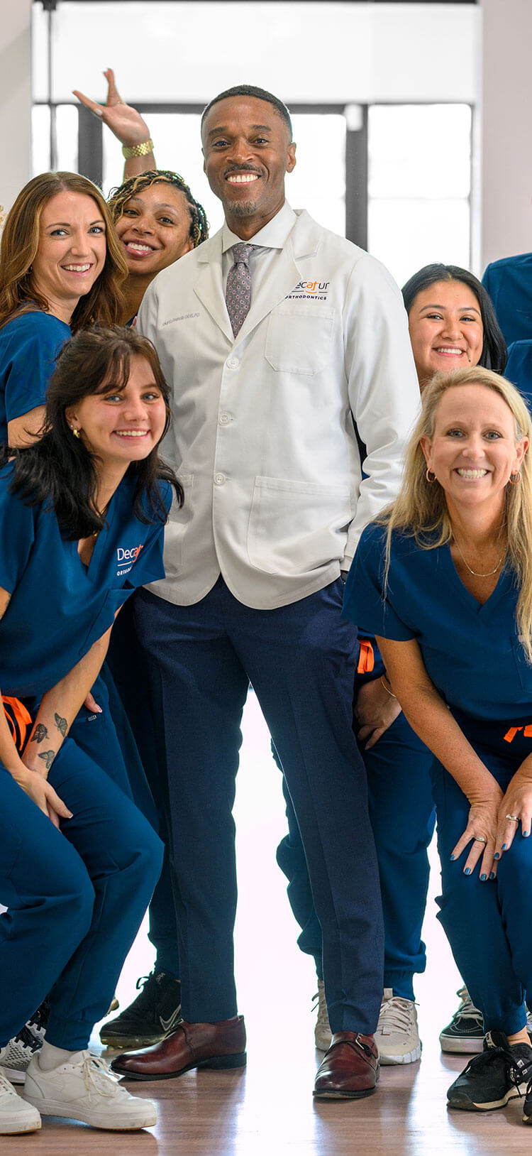 Decatur Orthodontics whole team smiling in the facility