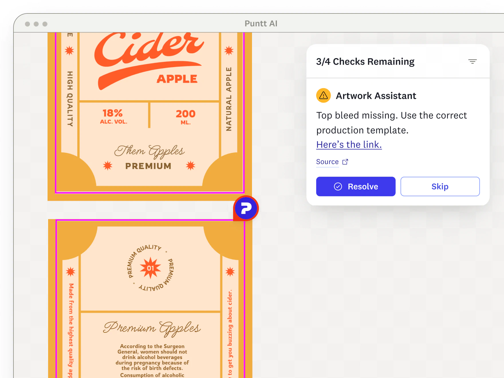 Illustration of three overlapping product packaging outlines with highlighted barcode and label areas, accompanied by three robot head icons in different colors.
