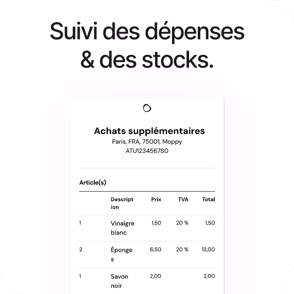 Présentation application Moppy Suivi des dépenses et des stocks