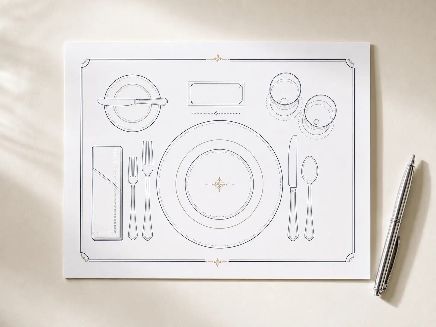 Printable place-setting diagram