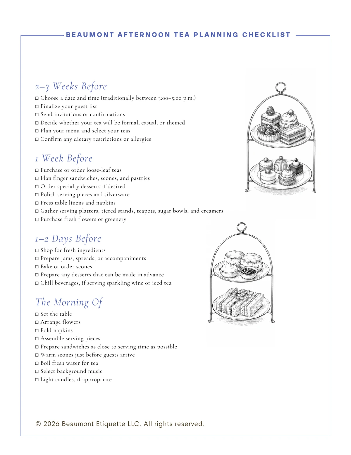 Afternoon tea planning checklist from Tea With Confidence