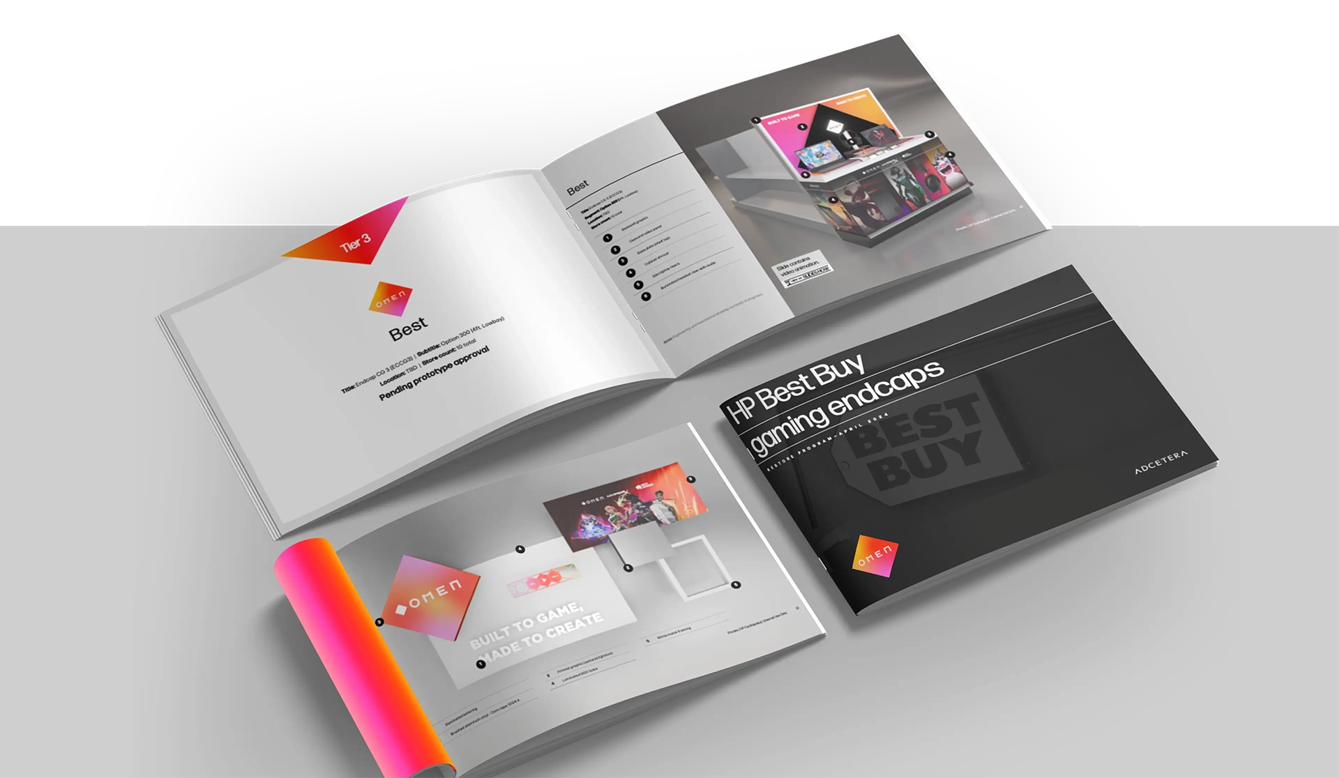 Cover and an open booklet of creative instruaction of how to build the variation of the endcap.