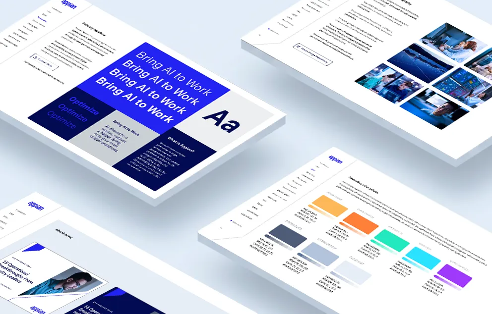 Image of brand guideline pages, including fonts, typography, brand colors, and image guidelines.