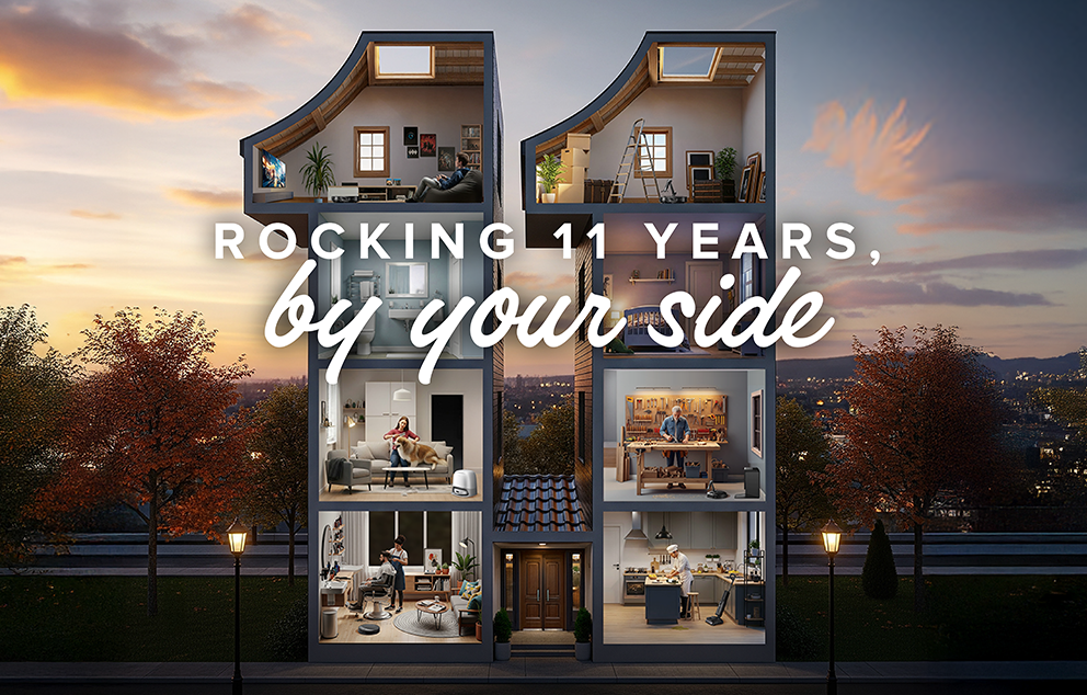 A concept for Roborock’s eleventh anniversary campaign which featured two residential towers in the shape of the number eleven.