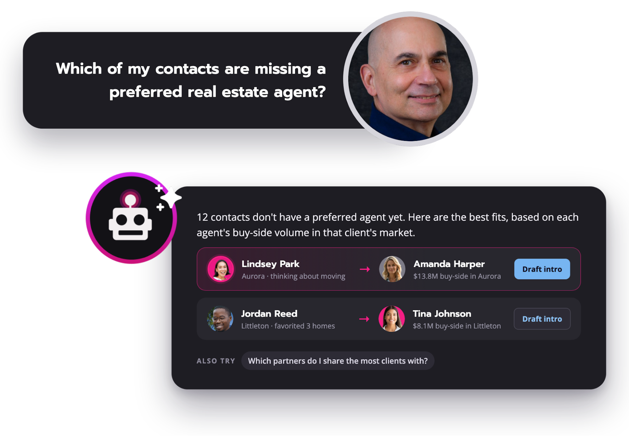 HomebotAI listing clients without a preferred agent and recommending partners based on performance