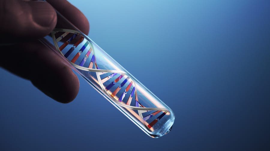 DNA strand in a glass vial