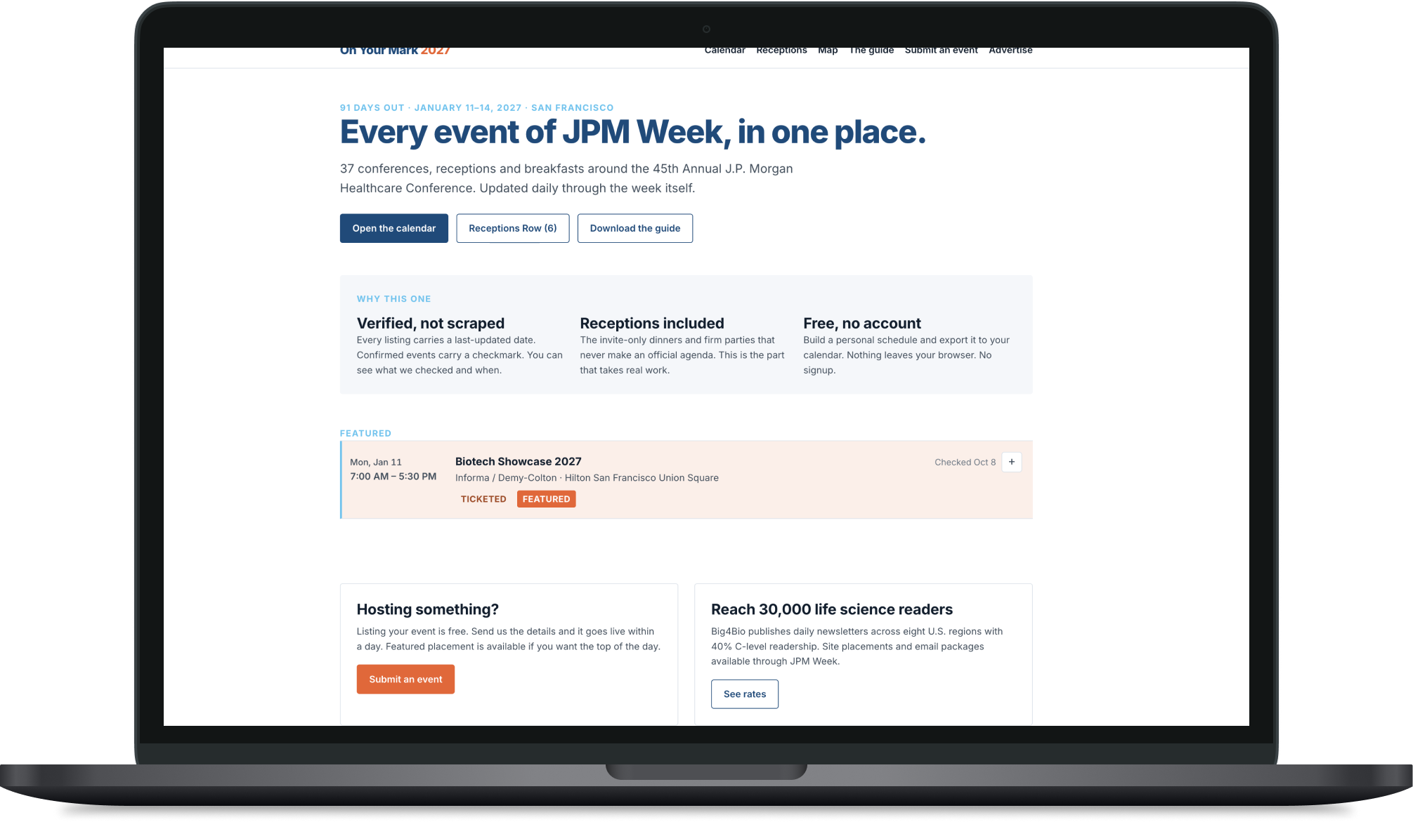 The On Your Mark 2027 website on a desktop screen