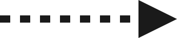 Black right arrow with six black squares forming a dotted line on a transparent background.