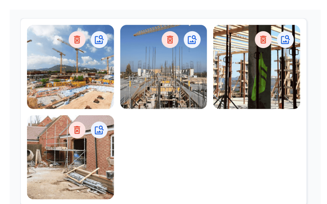 Construction project photo gallery in Built Bond software with site documentation and image management tools