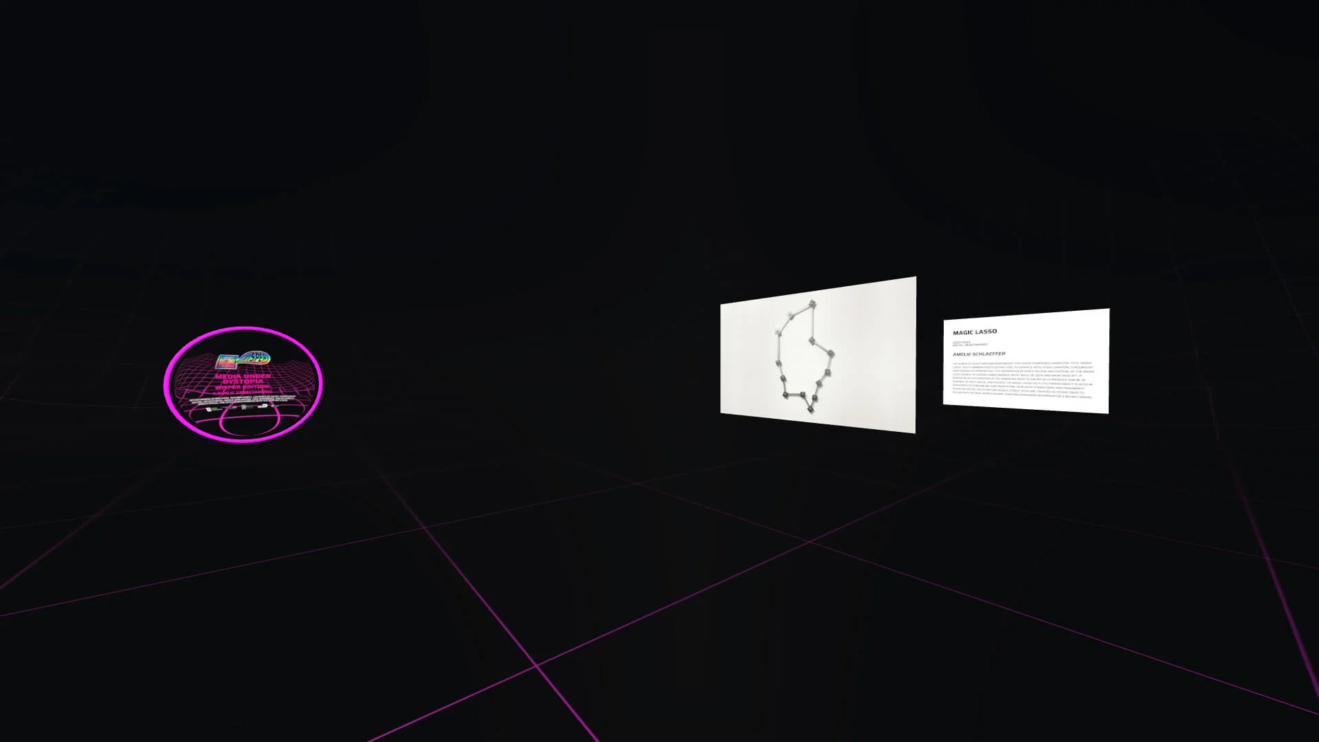 Wisper logo over a glb of a crater with a grid texture