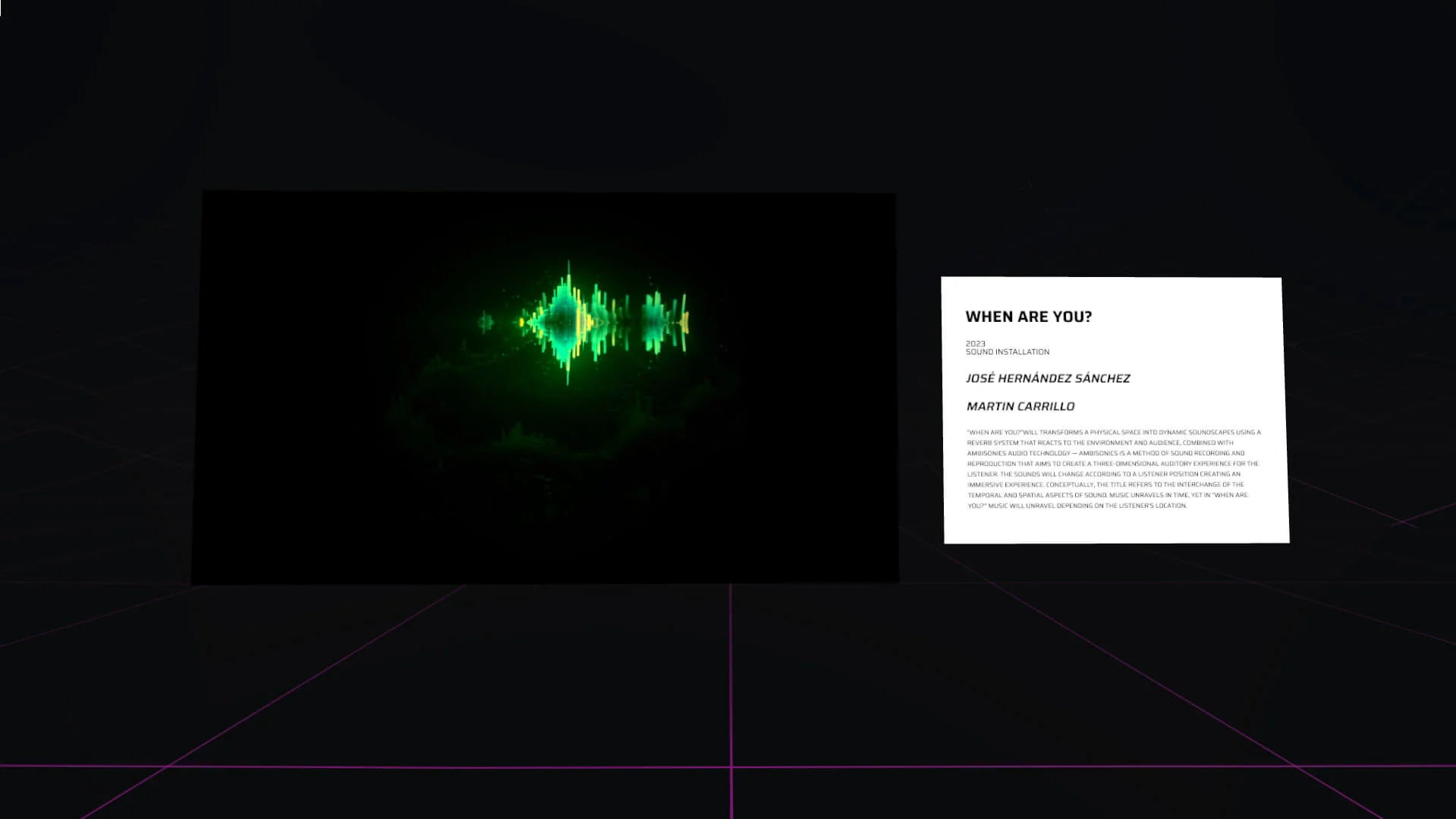 Wisper logo over a glb of a crater with a grid texture
