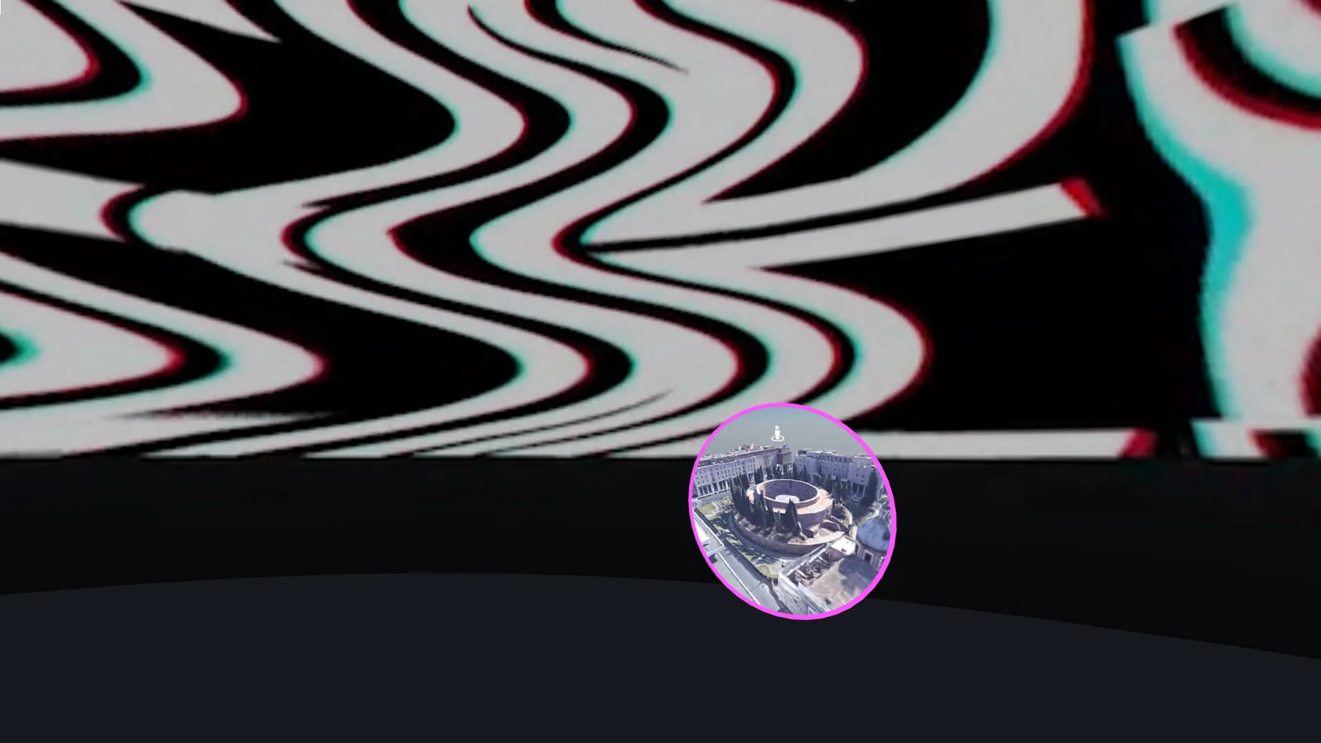 Wisper logo over a glb of a crater with a grid texture