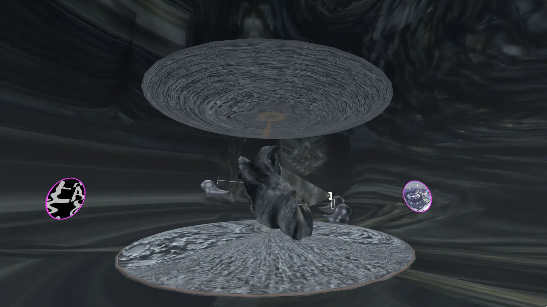 Wisper logo over a glb of a crater with a grid texture