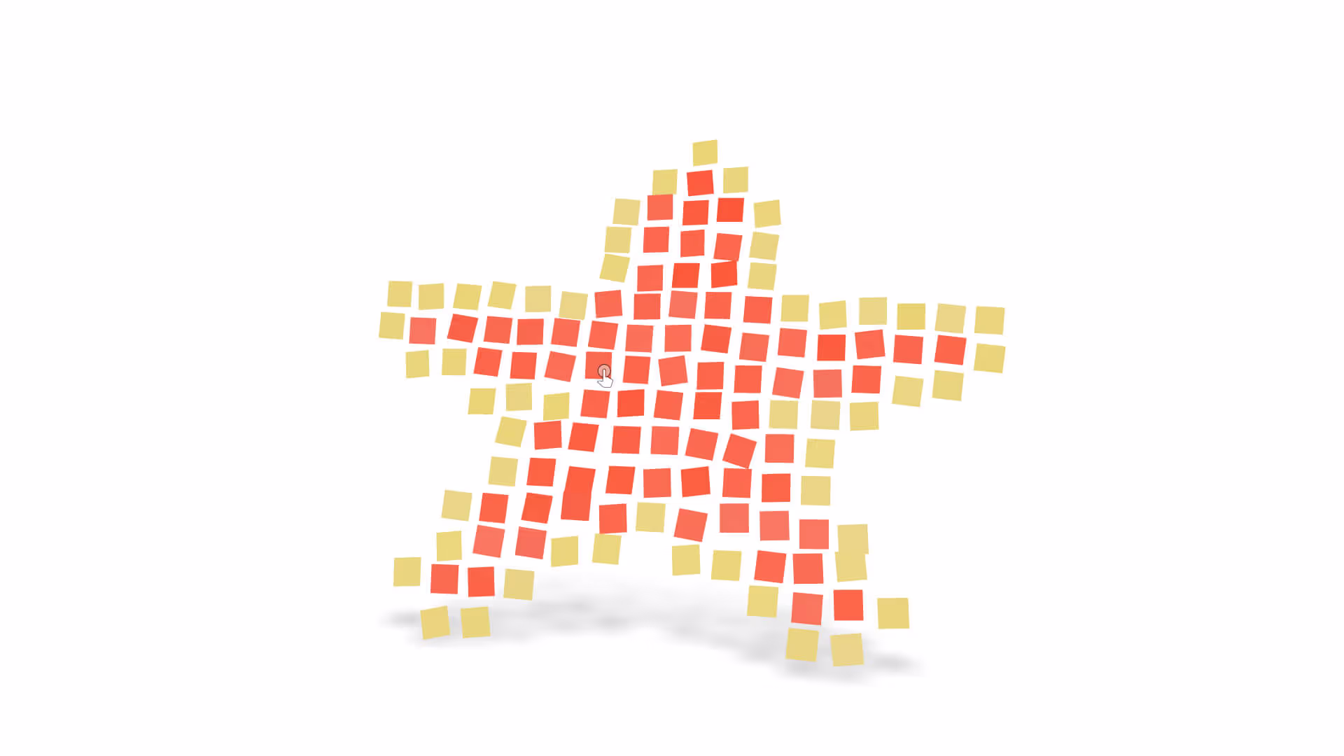 MUD Foundation Vuk Ćosić’s Starstruck, featuring a star-shaped composition made of small red and yellow square tiles arranged on a white background.