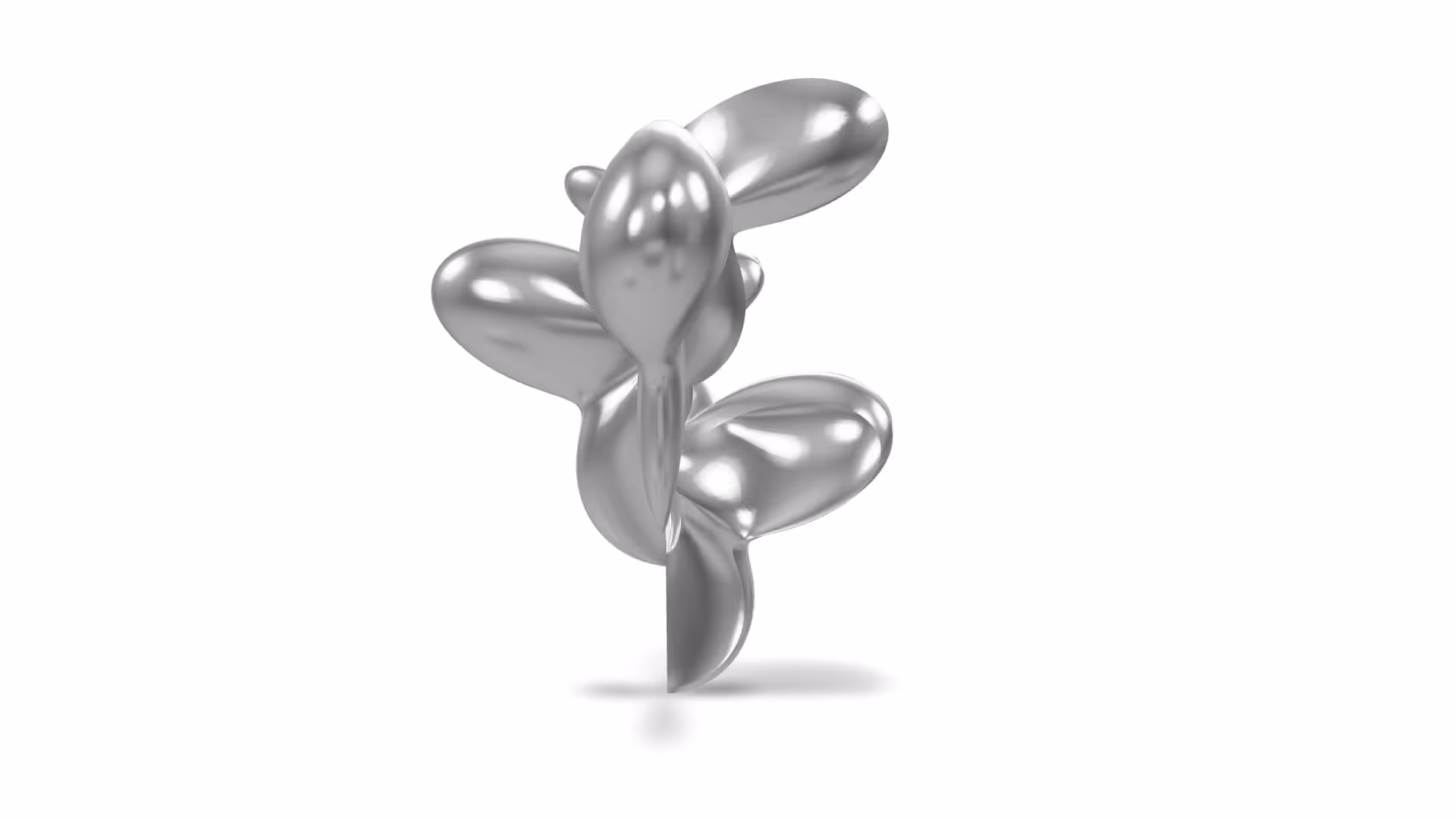 MUD Foundation Lans King’s Brainwave Generated Sculpture Prototype, featuring a shiny metallic sculpture composed of four smooth, bulbous interconnected forms arranged vertically against a white background.
