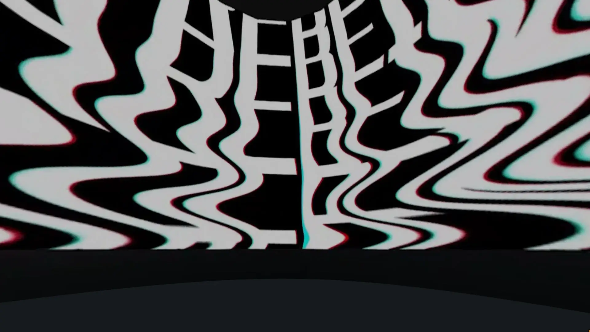 MUD Foundation XR Verse We Are Being Watched by Yucef Merhi, featuring distorted white lettering on a black background with red and cyan visual offsets creating a warped digital effect.