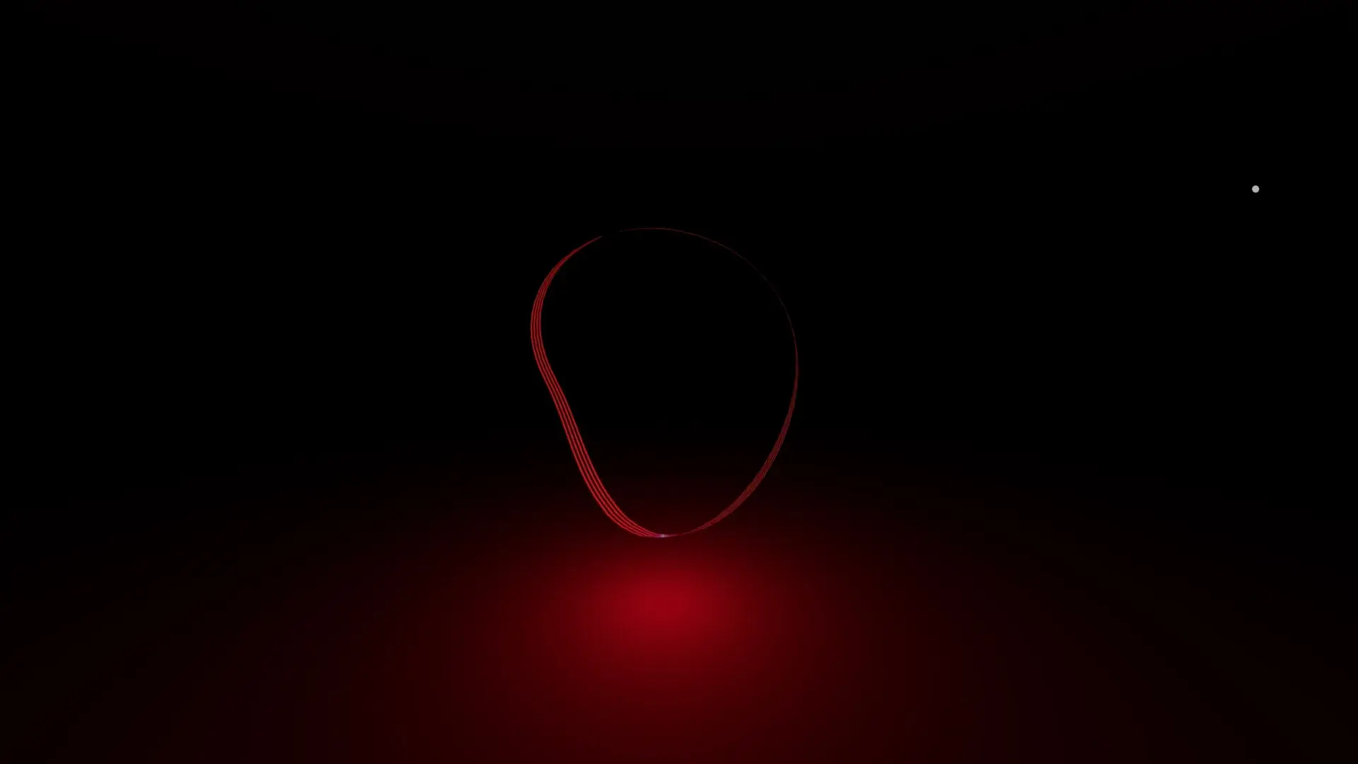 MUD Foundation XR Verse Microverse (Work in Progress), featuring a dark virtual environment with a glowing red circular form suspended above a red illuminated surface.