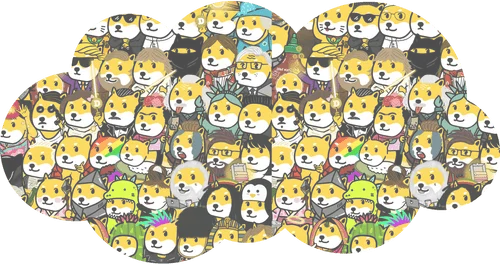 DogeOS community member icons in the shape of a cloud