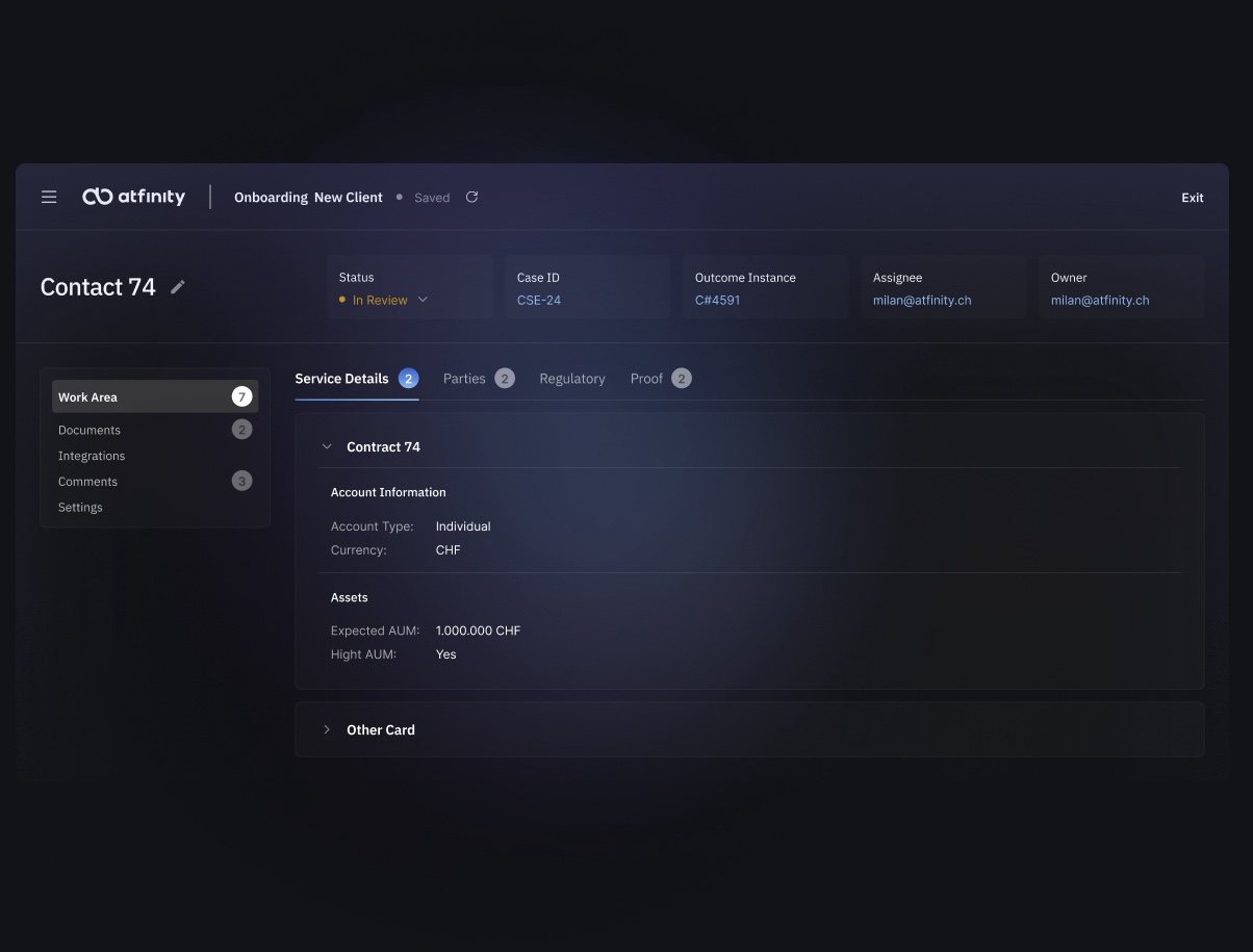 Atfinity Client Onboarding Platform Screenshot