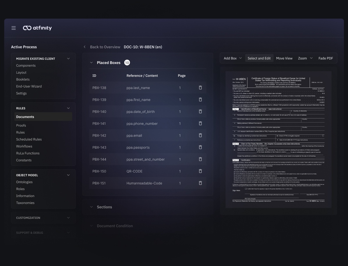 Atfinity Client Onboarding Platform Screenshot