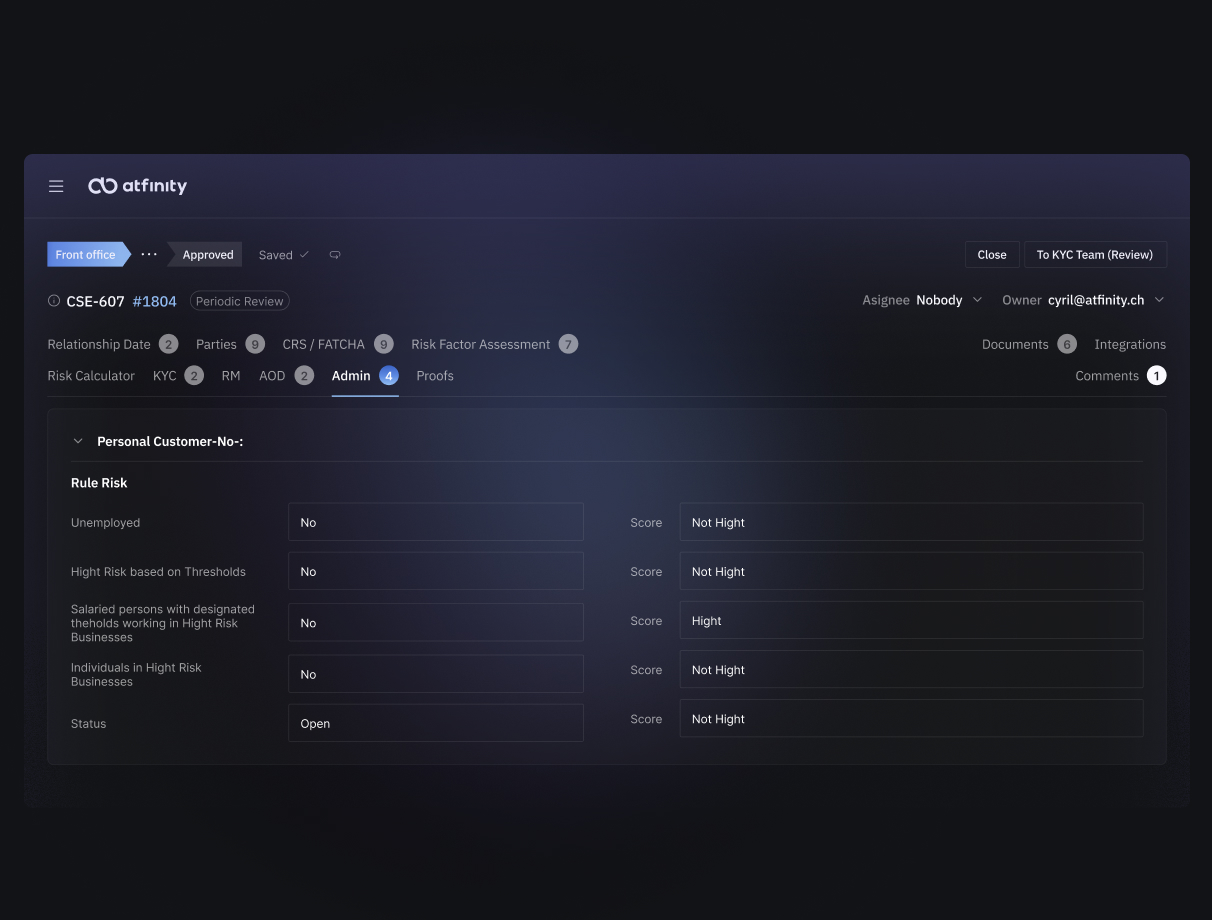 Atfinity Client Onboarding Platform Screenshot