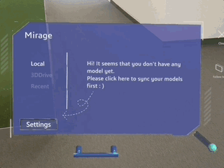 A person is using their hand to interact with 3D UI in mixed reality