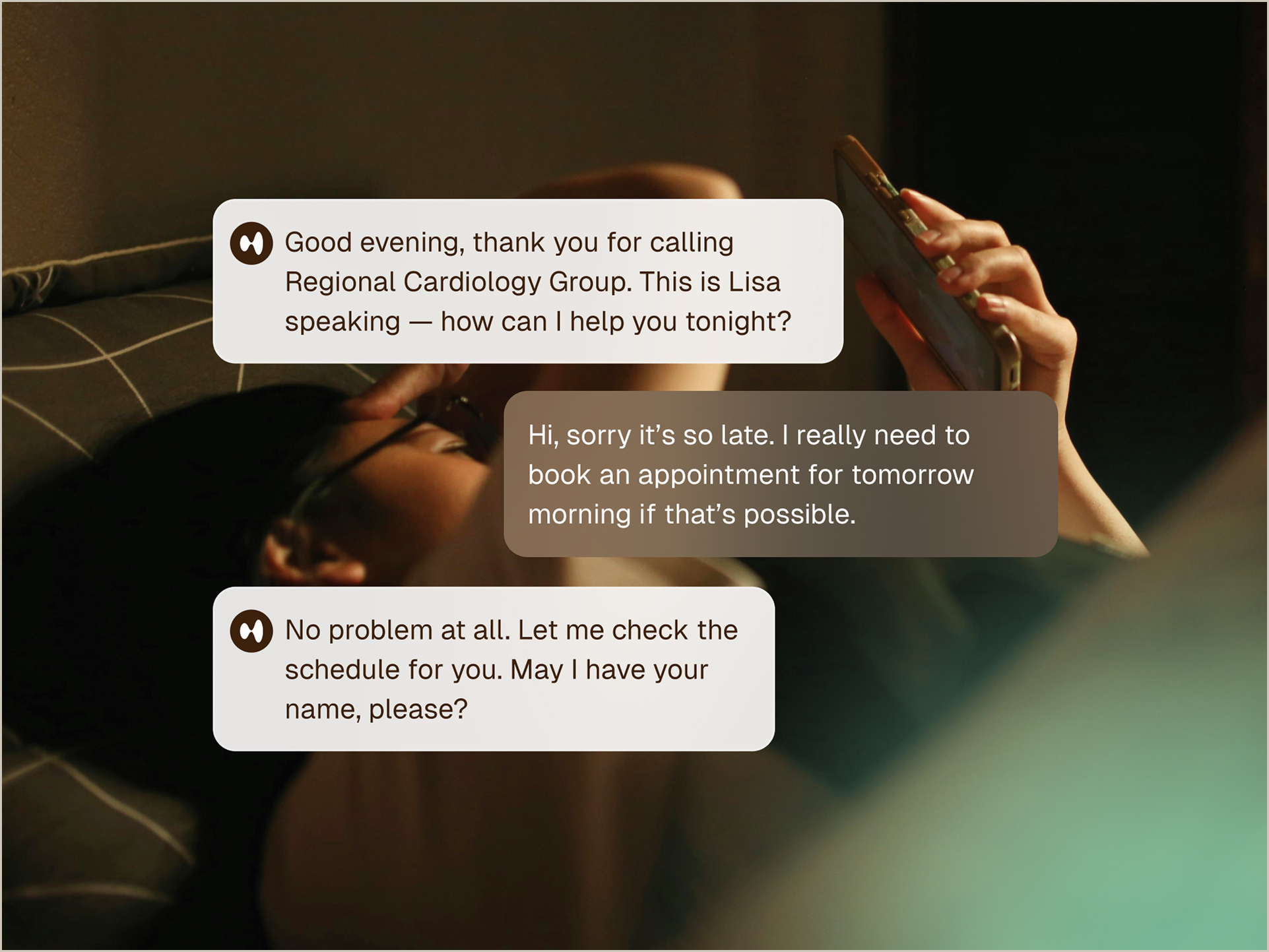 Build patient trust by giving cardiology patients round-the-clock support across voice, text, and web, all while maintaining consistent, high-quality experiences.