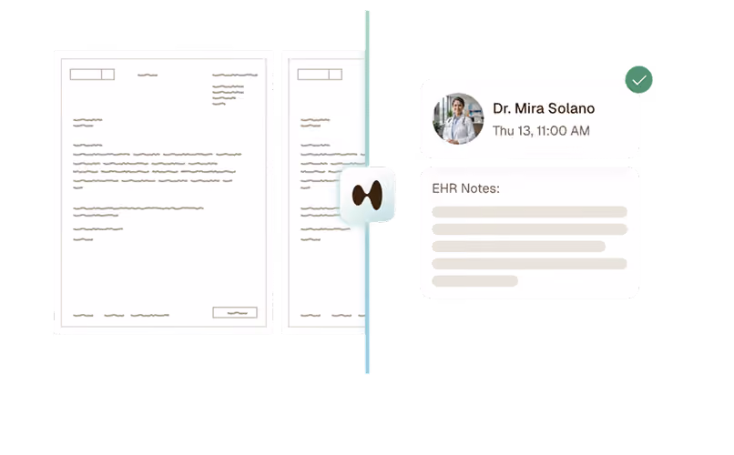 Clarion converting a referral document into a booked appointment and EHR notes