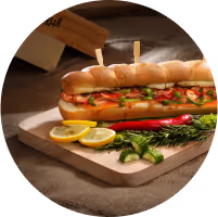 Sandwich and slice of lemons