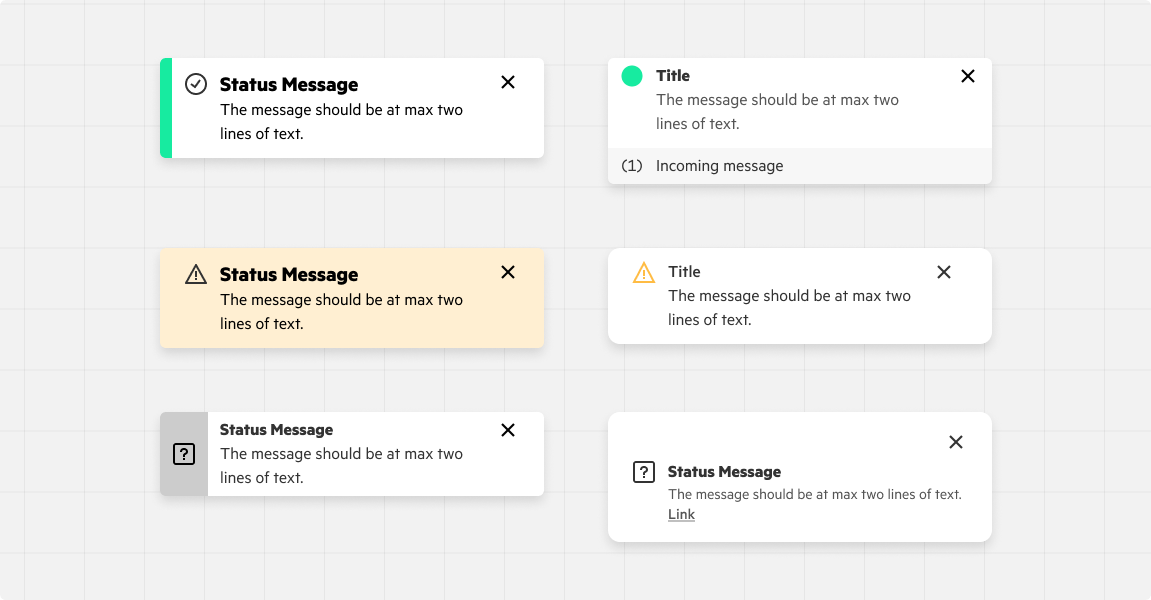 Toast notification design explorations