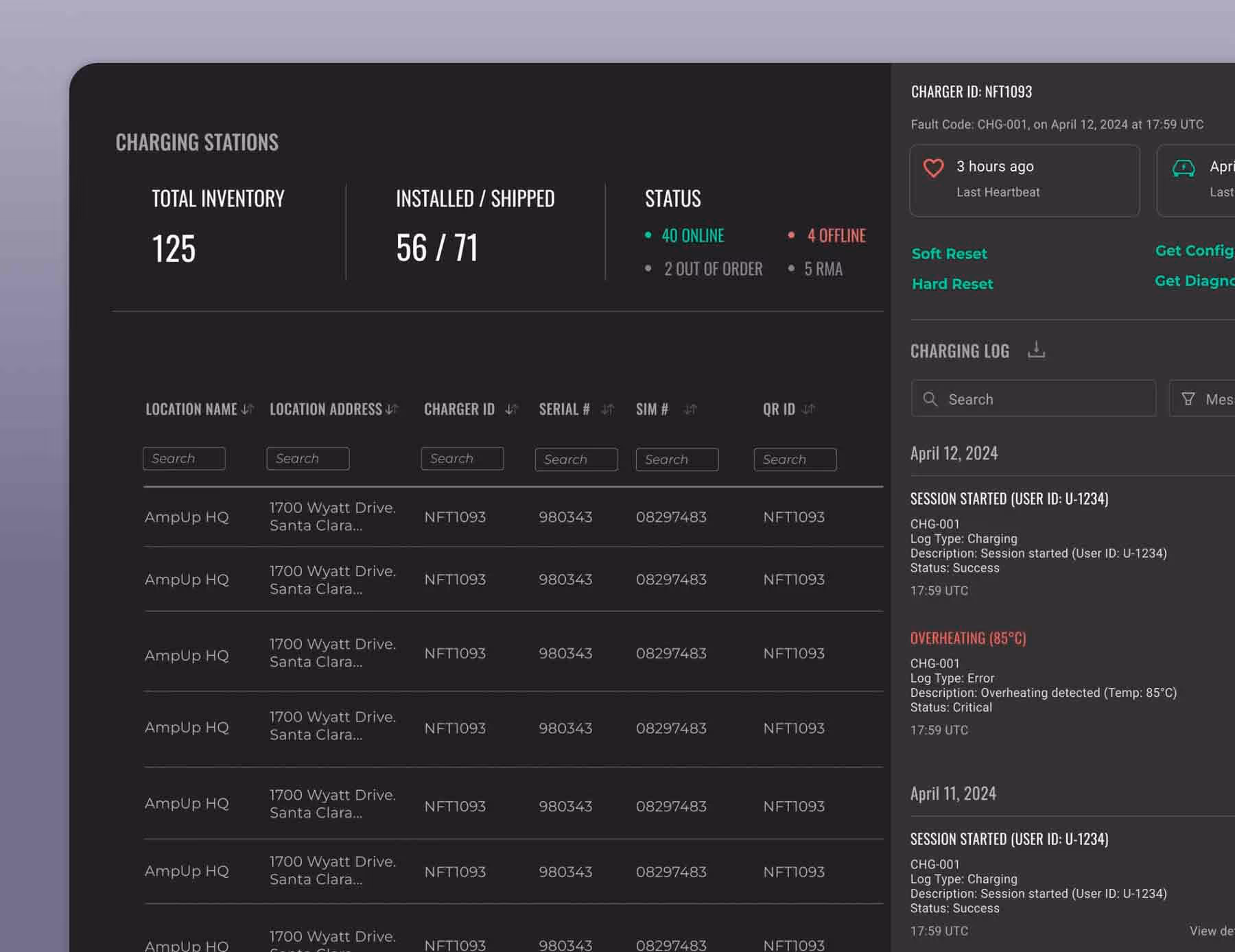 AmpUp Field Console Installer Dashboard