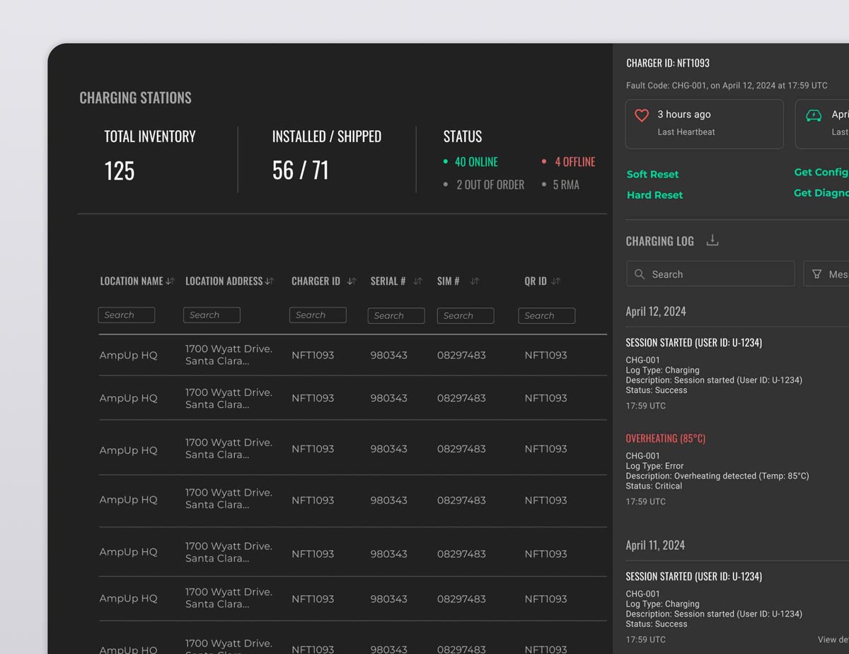 AmpUp Field Console Installer Dashboard