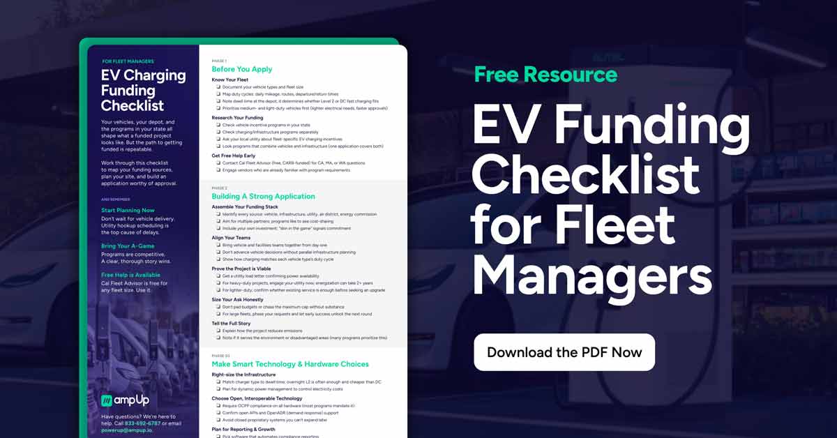 Download the AmpUp EV Funding Checklist for Fleet Managers