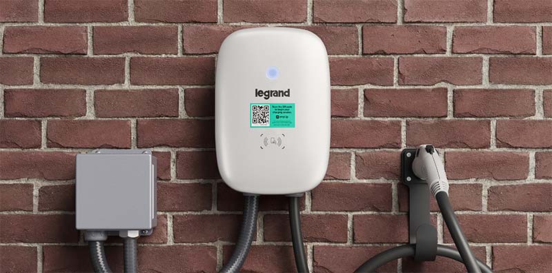 Legrand L2 EV charger mounted to the wall