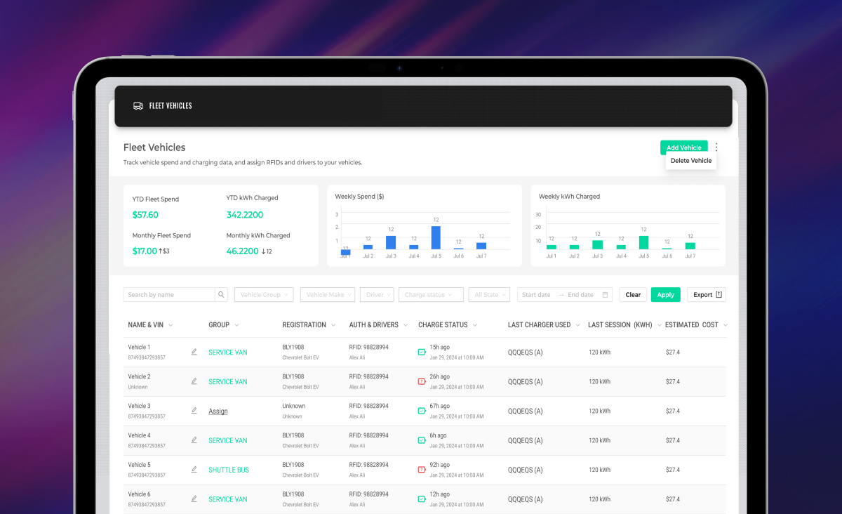 Fleet manager monitoring EV charging status on mobile device