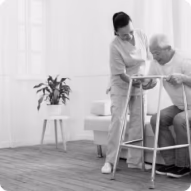 This image is representing a senior in-home physiotherapy