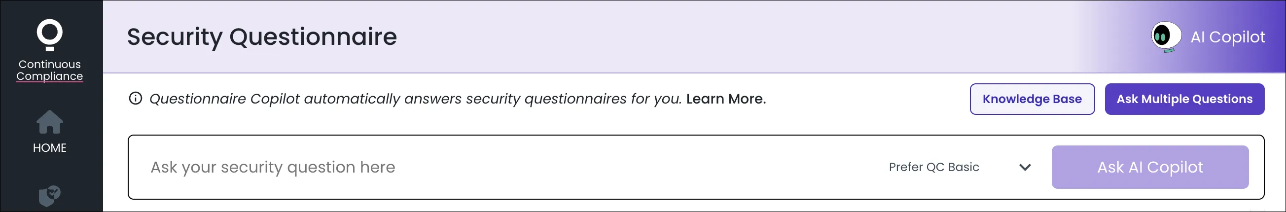 Updated Security Questionnaire UI