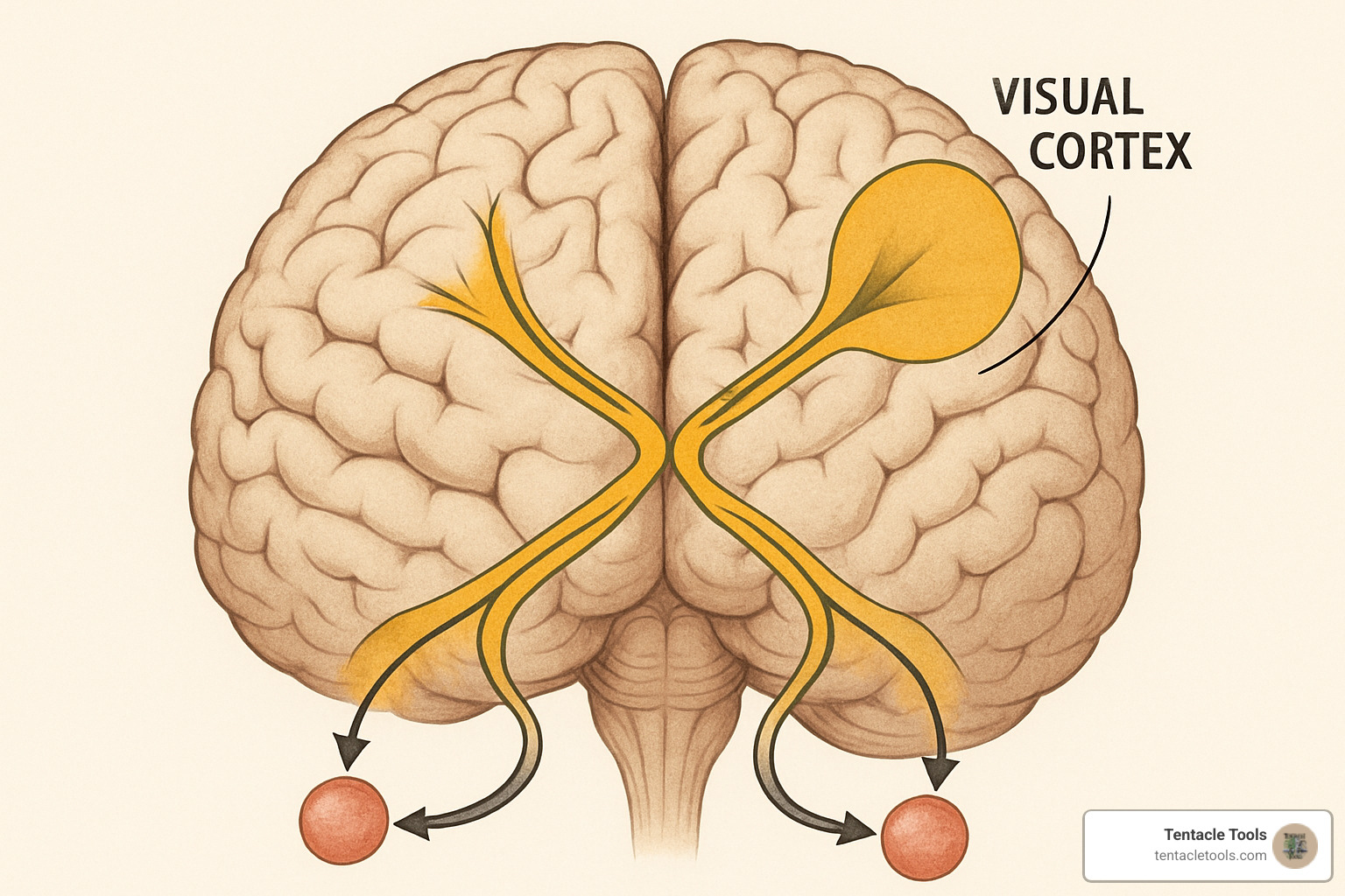 diagram showing the brain's hemispheres and visual pathways - reading mirror