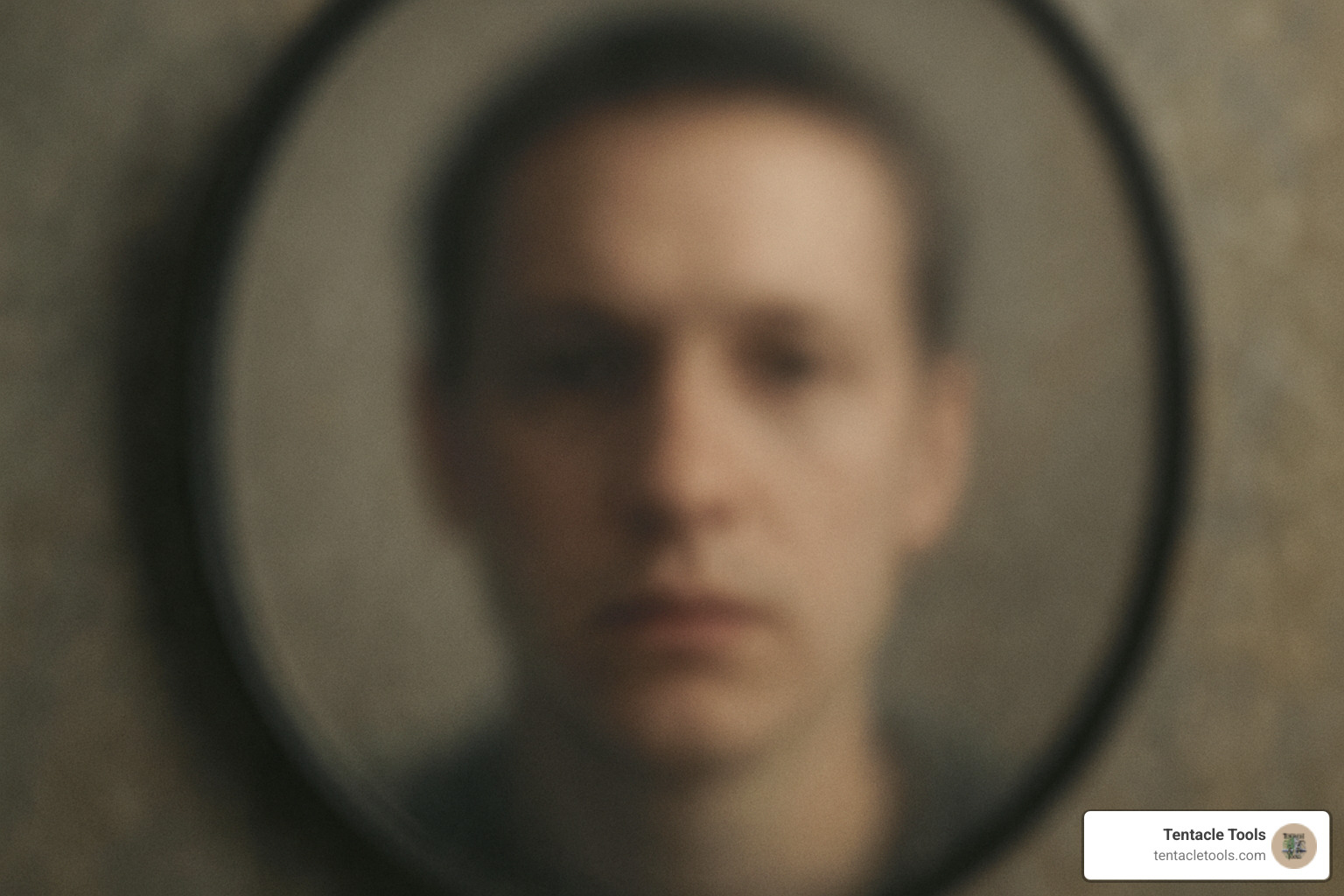 slightly distorted or blurry face in a mirror to illustrate the Troxler effect - reading mirror