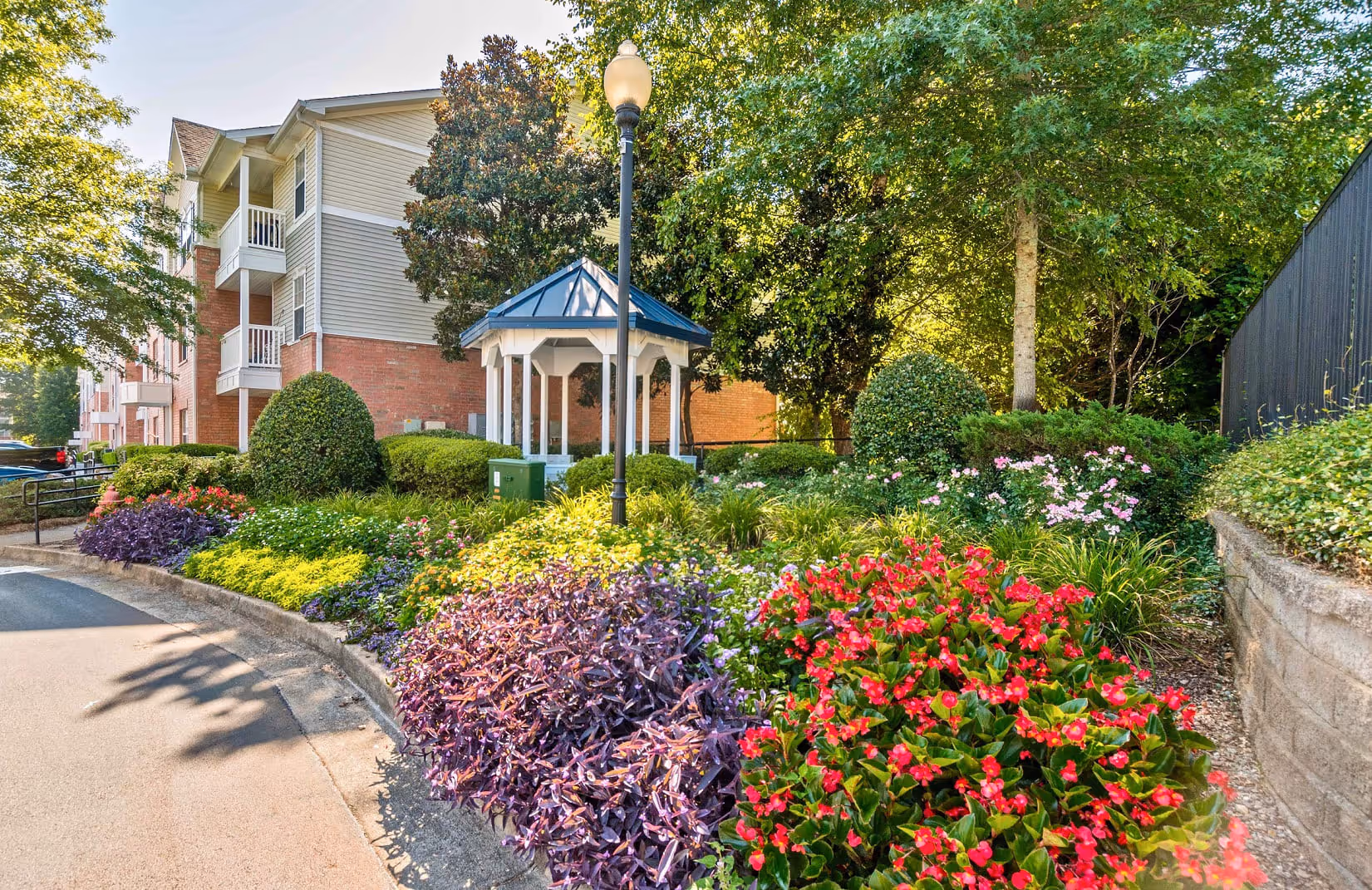 Landscaping outside apartment building