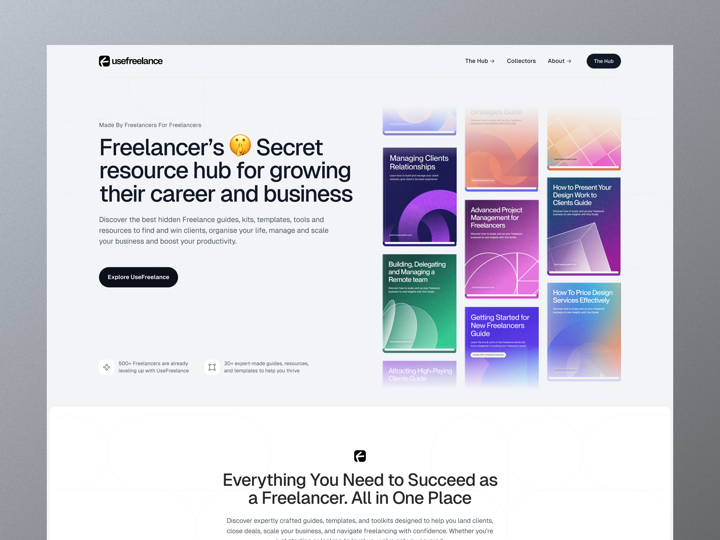 Display of Usefreelance homepage