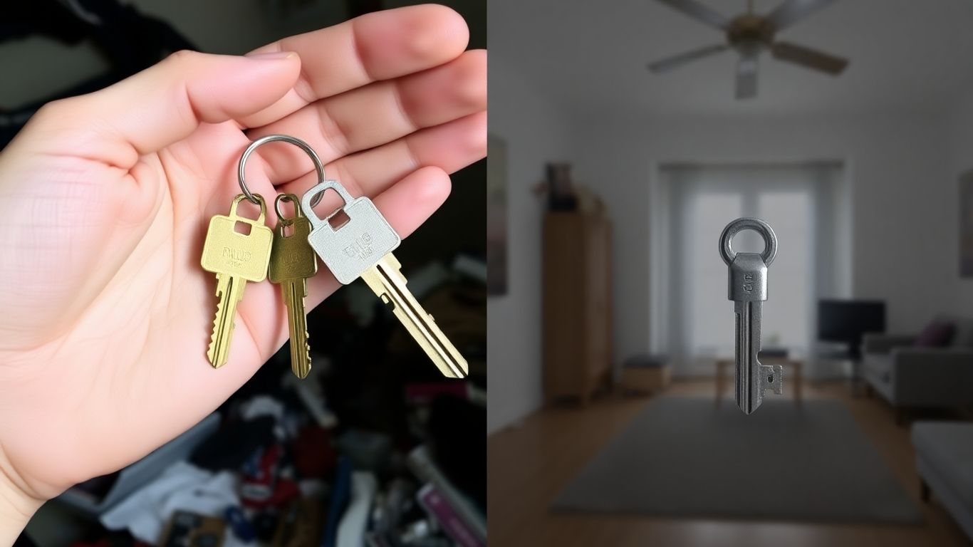 Person combining two house keys into one.