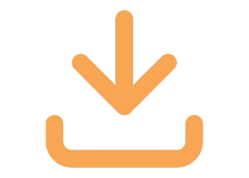 Orange download arrow pointing into an open container icon.