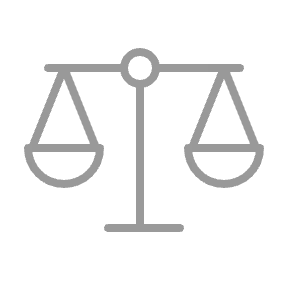 A judicial scale in balance icon