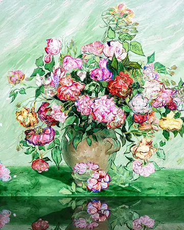 THE ROSE OF VAN GOGH TRANSFORMING THROUGH THE FLOW OF TIME