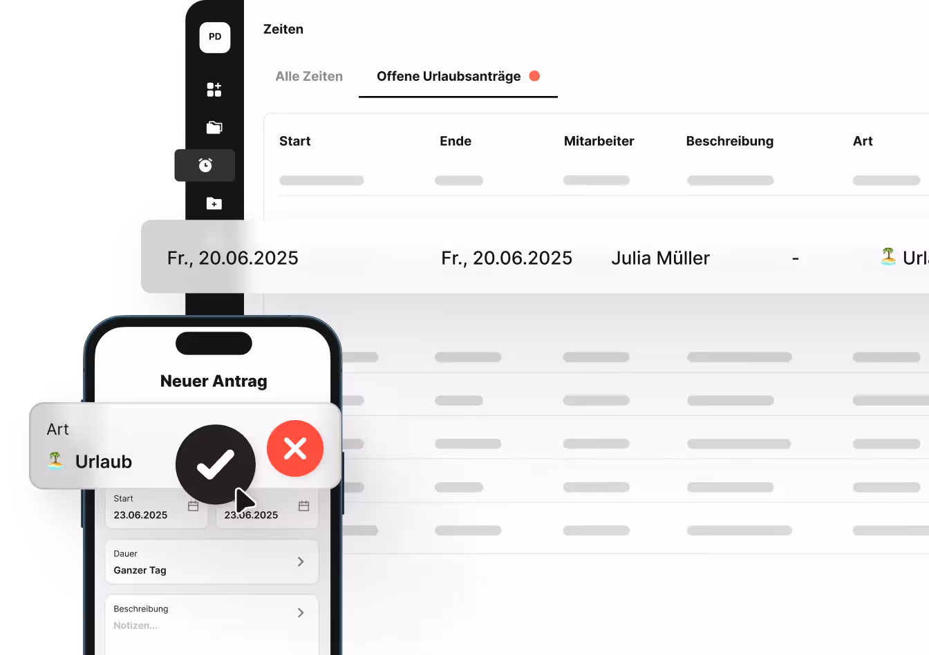 plancraft App zur digitalen Urlaubsverwaltung – Urlaubsanträge und Abwesenheiten im Handwerksbetrieb verwalten