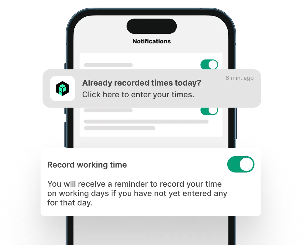 plancraft app notification automatically reminding the team to log their working hours