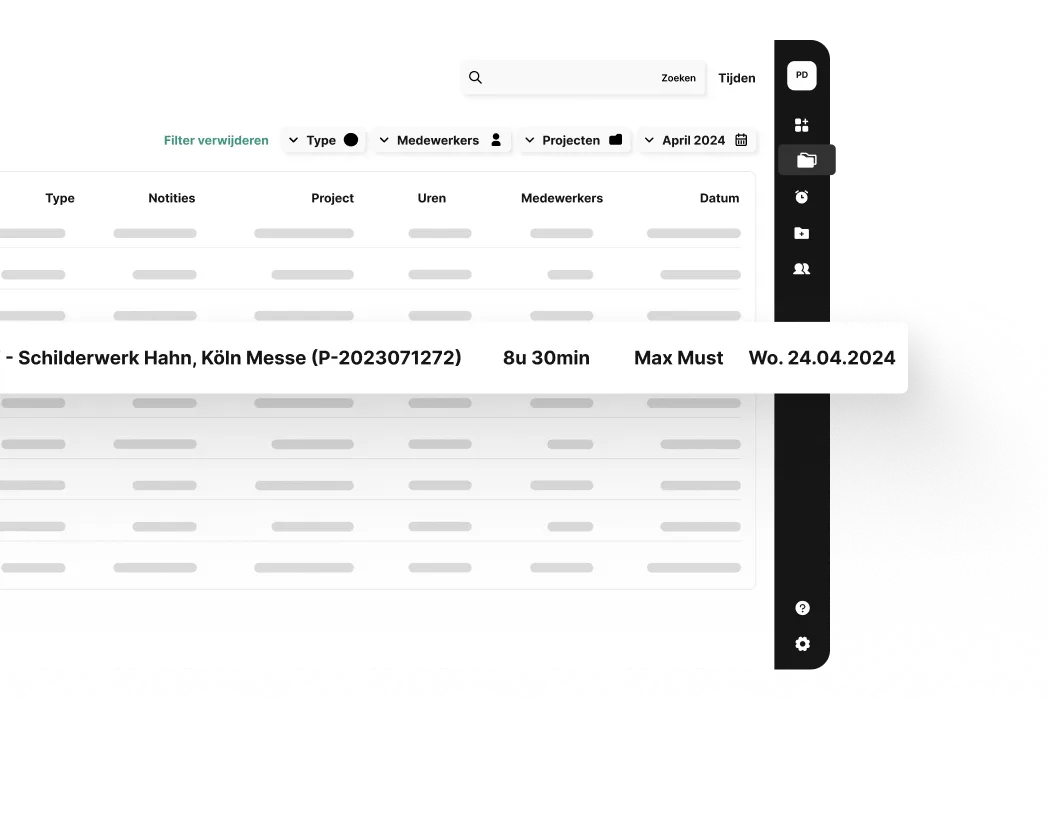 plancraft-overzicht met analyse van geregistreerde werkuren en export voor de boekhouding