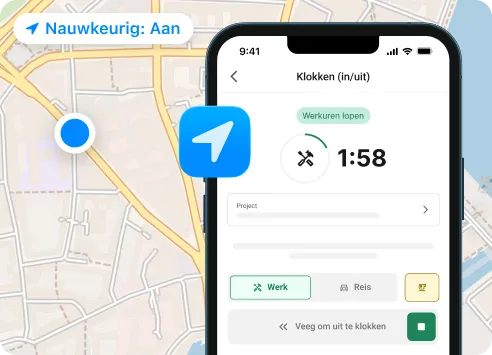 plancraft-app: werkdag starten, pauzes en reistijd met een paar tikken registreren