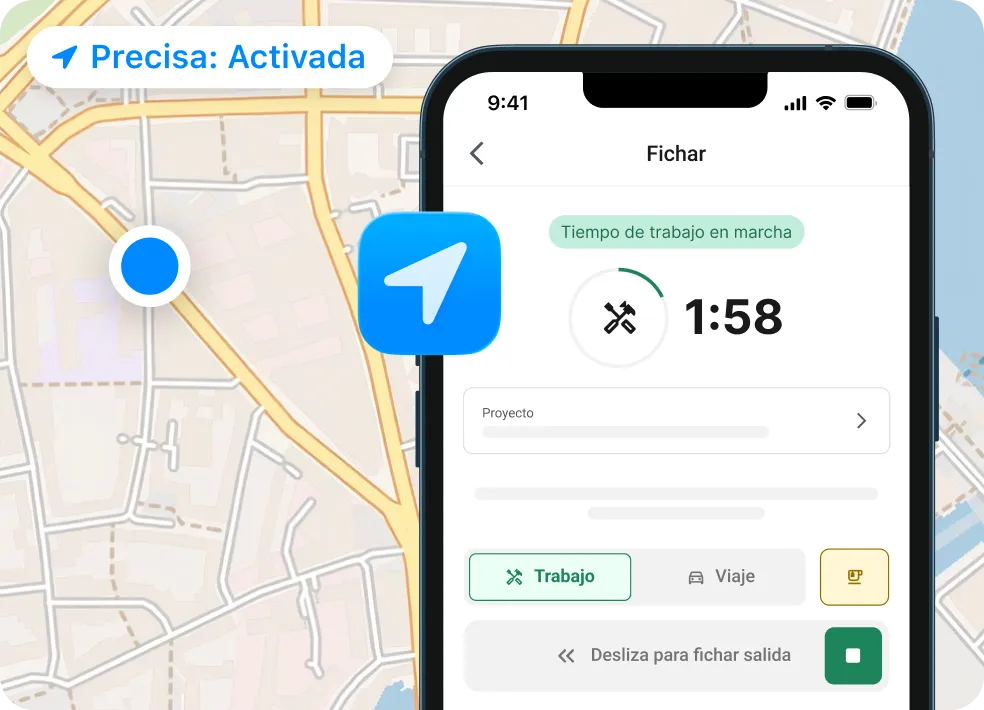 App plancraft: inicio de jornada, pausas y desplazamientos con unos pocos toques